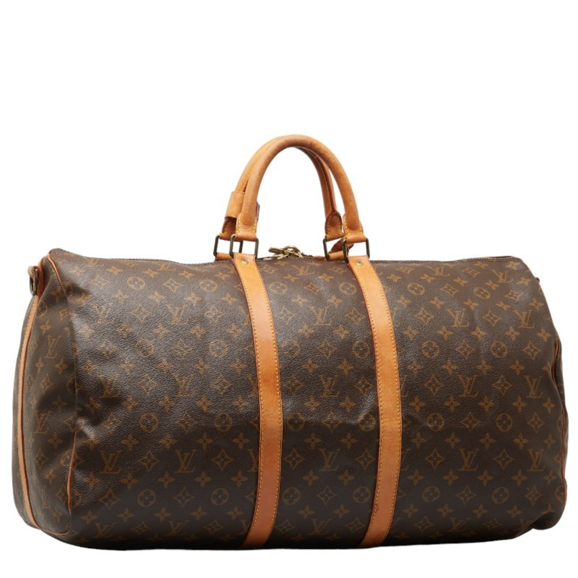 Louis Vuitton Monogram Keepall Bandouliere 55 Boston Bag Shoulder M41414 Brown PVC Leather Women's LOUIS VUITTON