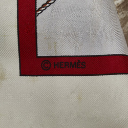 Hermes Carre 90 Christophe Colomb decouvre 1 Amerique 12 Octobre 1492 Scarf Muffler White Multicolor Silk Women's HERMES