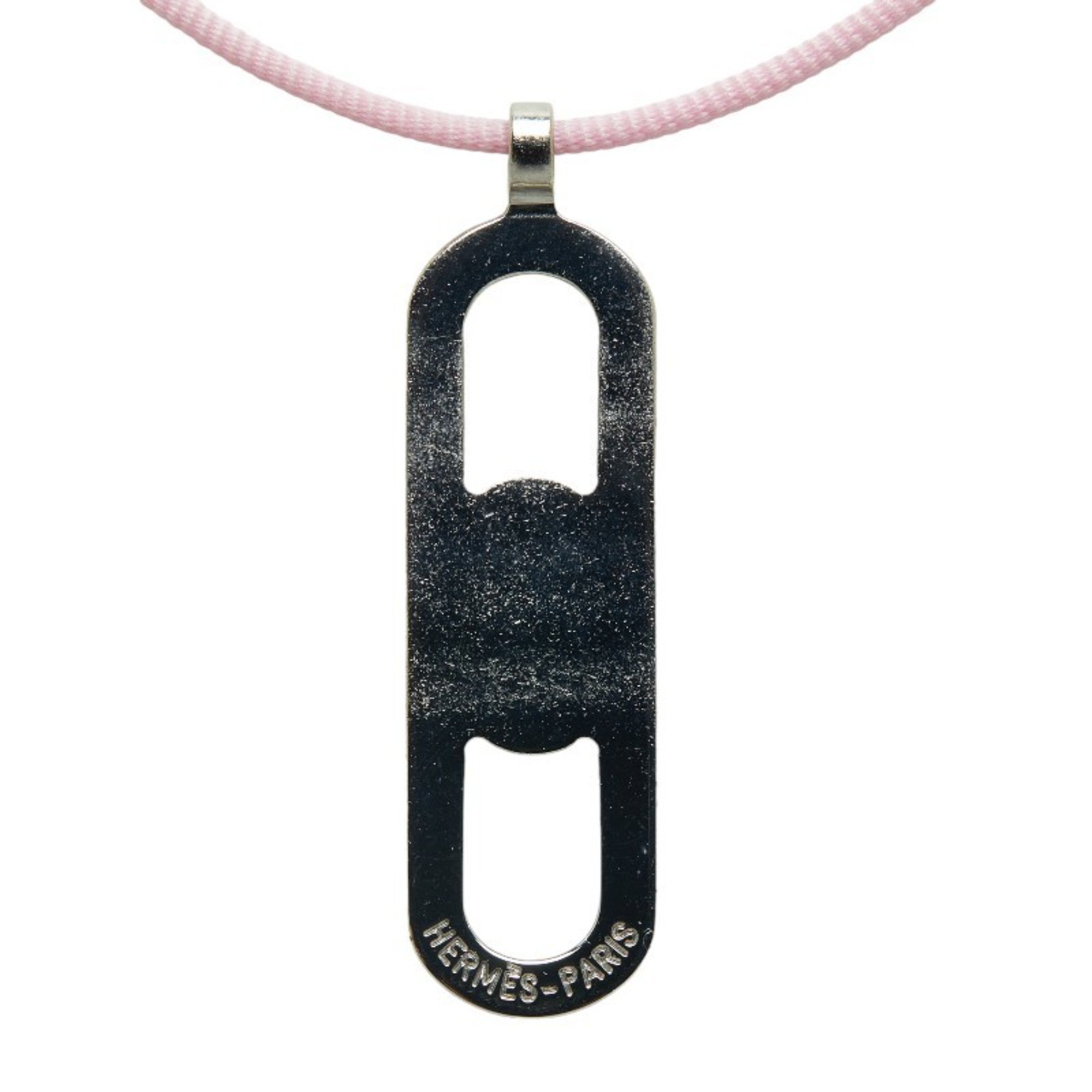 Hermes necklace silver pink metal women's HERMES