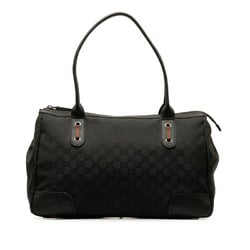Gucci GG Nylon Sherry Line Tote Bag Handbag 293599 Black Leather Women's GUCCI