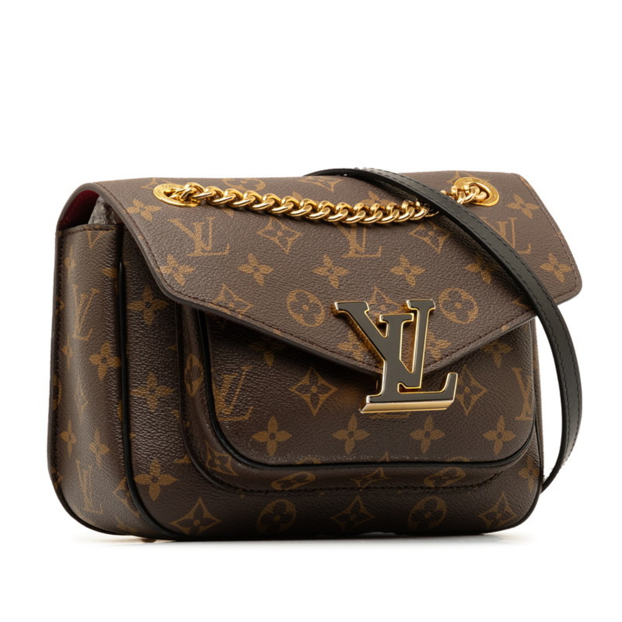 Louis Vuitton Monogram Passy Chain Shoulder Bag M45592 Brown PVC Leather Women's LOUIS VUITTON