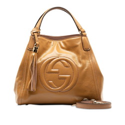 Gucci Soho Interlocking G Tassel Handbag Shoulder Bag 2WAY 336751 Brown Patent Leather Women's GUCCI