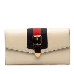 Gucci Sylvie Continental Wallet Long 476084 White Leather Women's GUCCI