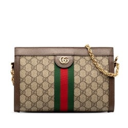 Gucci GG Supreme Ophidia Small Sherry Line Chain Shoulder Bag 503877 Beige Brown PVC Leather Women's GUCCI