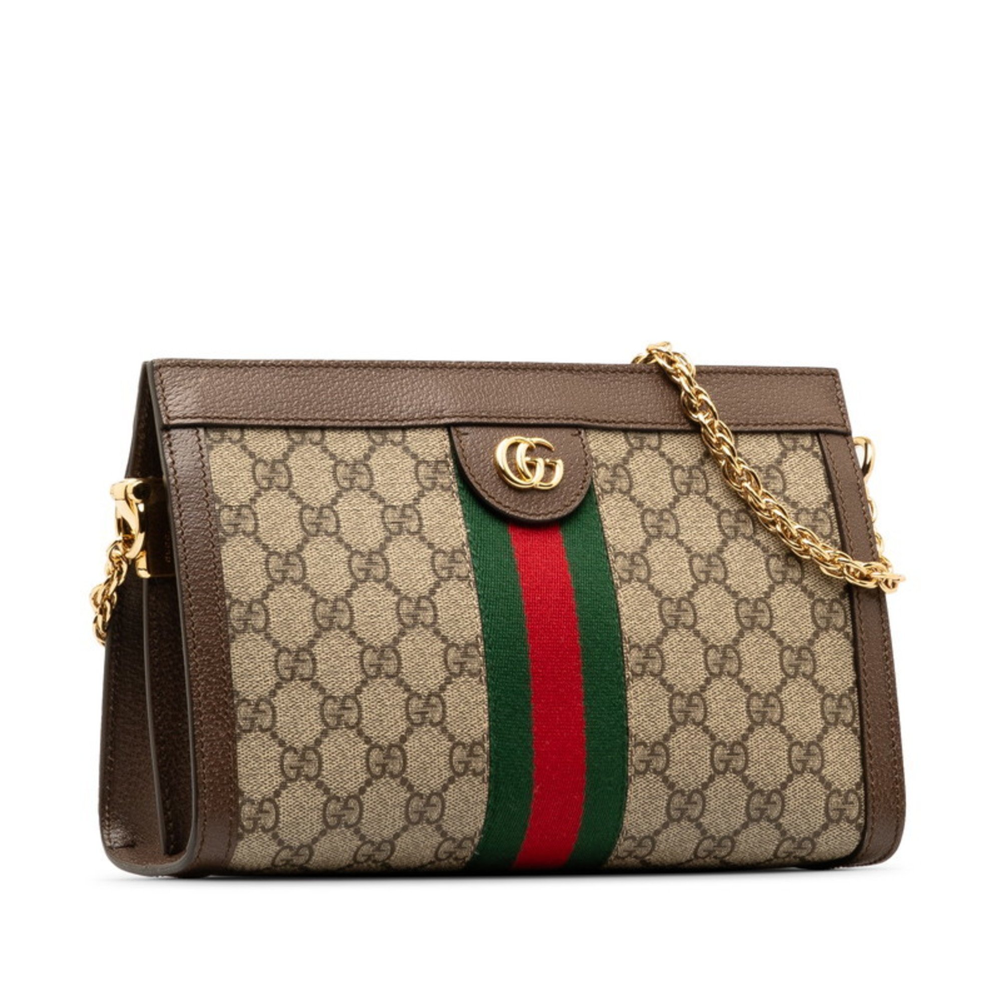 Gucci GG Supreme Ophidia Small Sherry Line Chain Shoulder Bag 503877 Beige Brown PVC Leather Women's GUCCI