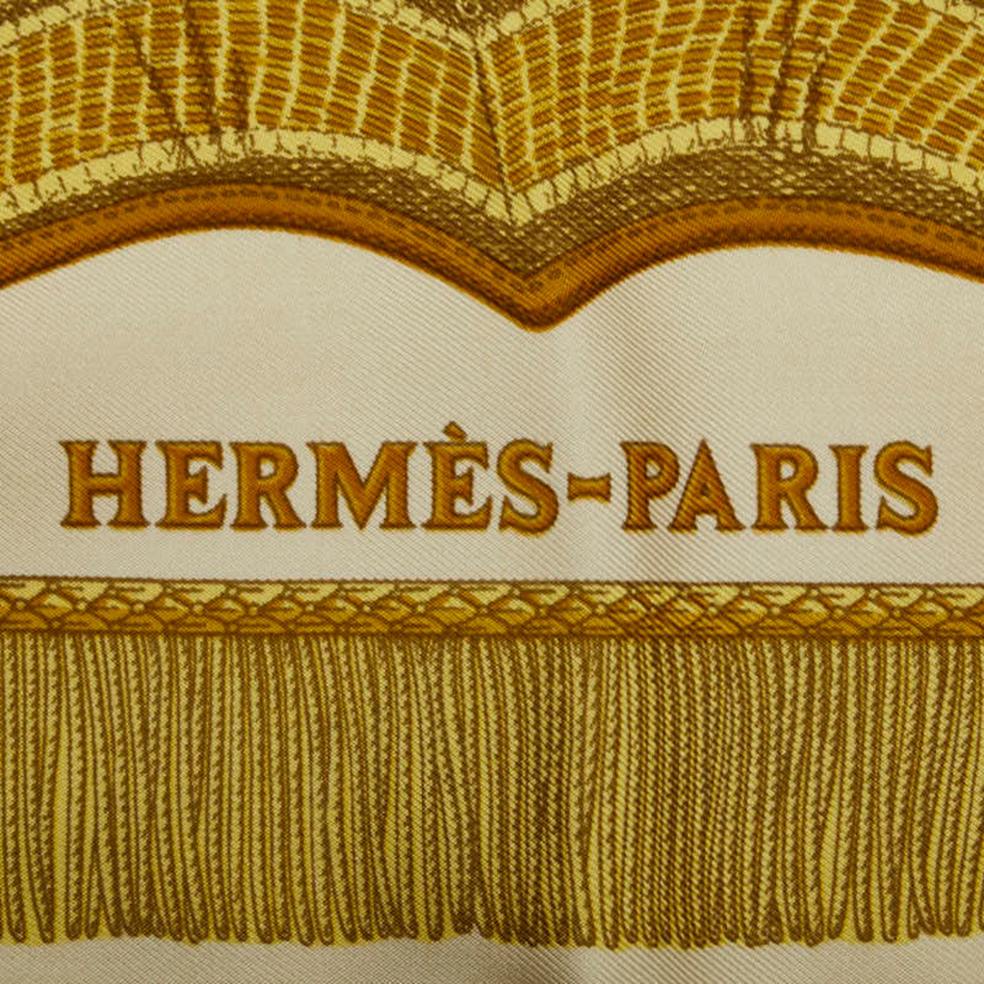 Hermes Carre 90 Poste et Cavalerie Saber Ornament Bag Scarf Muffler Ivory Multicolor Silk Women's HERMES