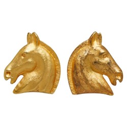 Hermes Horse Head Earrings, Gold Plated, Women's, HERMES