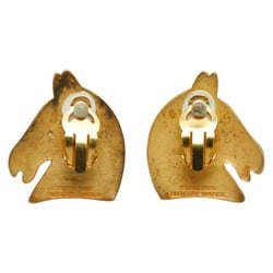 Hermes Horse Head Earrings, Gold Plated, Women's, HERMES