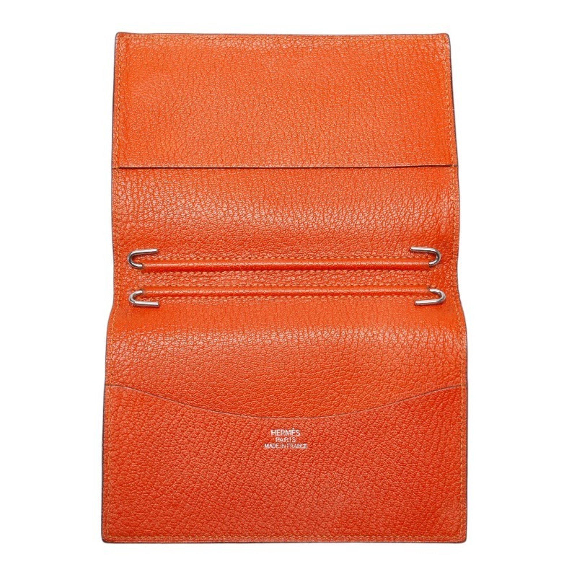 Hermes Agenda Notebook Cover Brown Orange Leather Women's HERMES