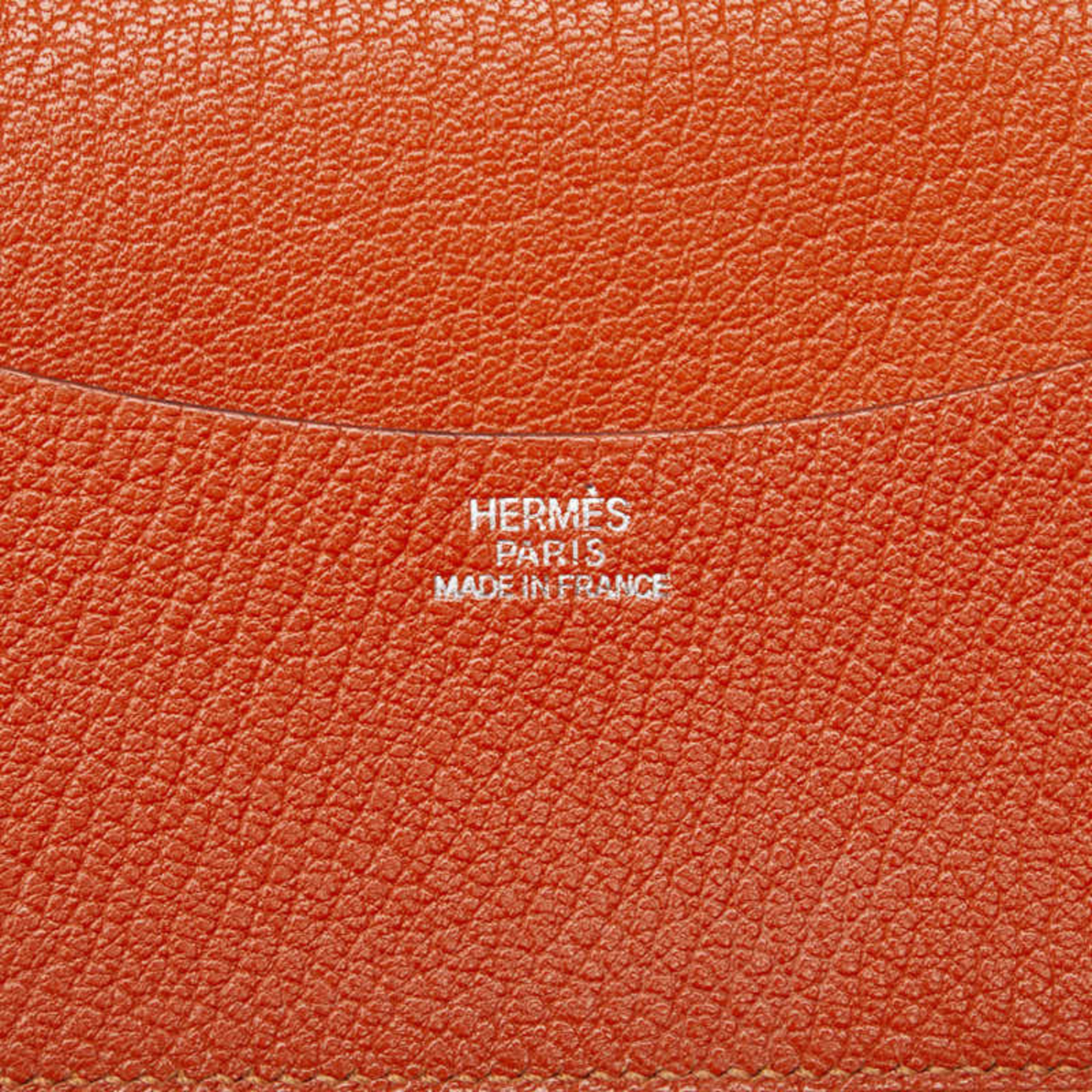 Hermes Agenda Notebook Cover Brown Orange Leather Women's HERMES