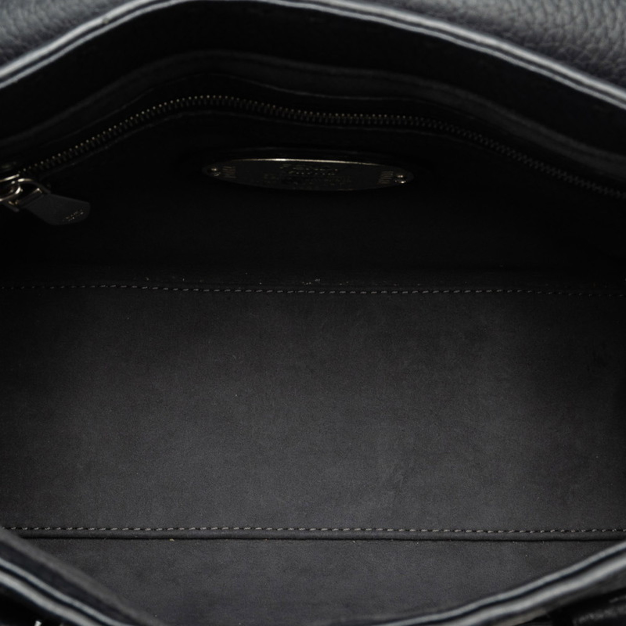 FENDI Small Franca Selleria Handbag Shoulder Bag 8BR679 Black Silver Leather Women's
