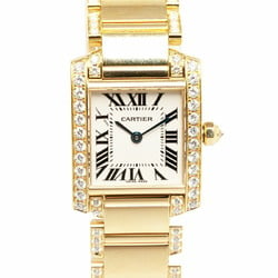 Cartier Tank Francaise SM Bezel Diamond Strap Watch WE1001R8 Quartz White Dial K18YG Yellow Gold Women's CARTIER
