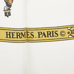 Hermes Carré 90 LA PROMENADE DE LONGCHAMPS Stroll to Longchamp Scarf Muffler White Multicolor Silk Women's HERMES