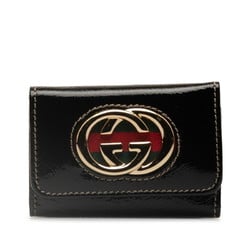 Gucci Interlocking G Sherry Line 6-ring Key Case 162763 Black Leather Women's GUCCI