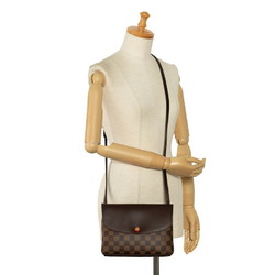 Louis Vuitton Damier Twice Shoulder Bag N48259 Brown PVC Leather Women's LOUIS VUITTON