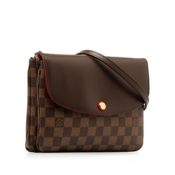 Louis Vuitton Damier Twice Shoulder Bag N48259 Brown PVC Leather Women's LOUIS VUITTON