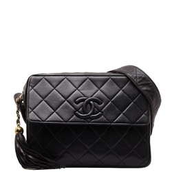 Chanel Coco Mark Tassel Shoulder Bag Black Leather Women's CHANEL