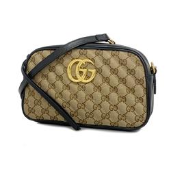 Gucci Shoulder Bag GG Canvas Marmont 447632 Brown Women's