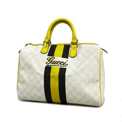 Gucci Handbag GG Supreme 189895 Leather Grey Black White Yellow Women's