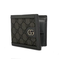Gucci Wallet GG Supreme 597609 Leather Grey Black Men's