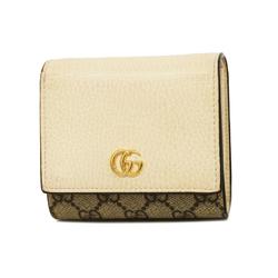Gucci Wallet GG Marmont Supreme 598587 Leather Brown White Women's
