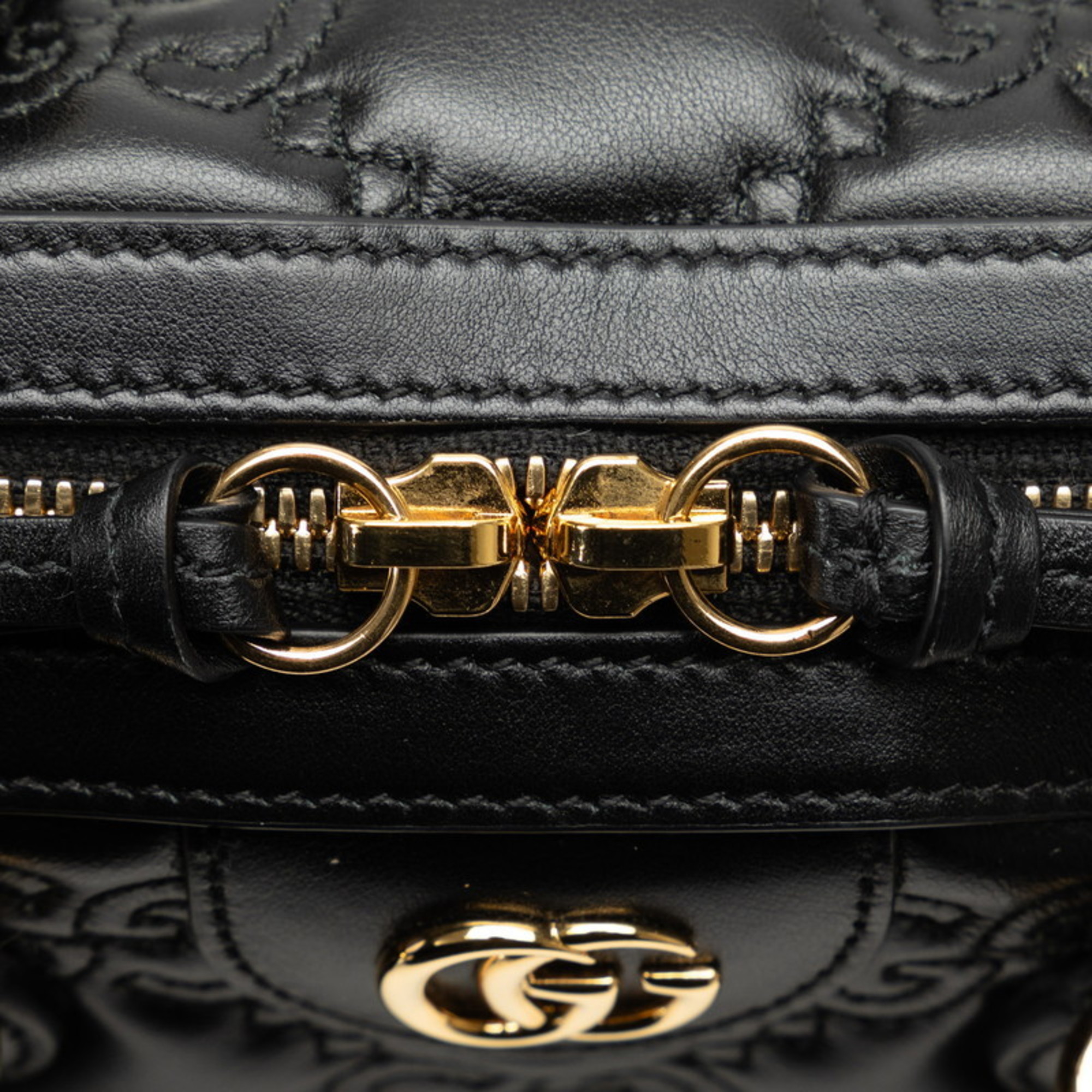 Gucci GG Matelasse Quilted Medium Handbag Shoulder Bag 702251 Black Leather Women's GUCCI