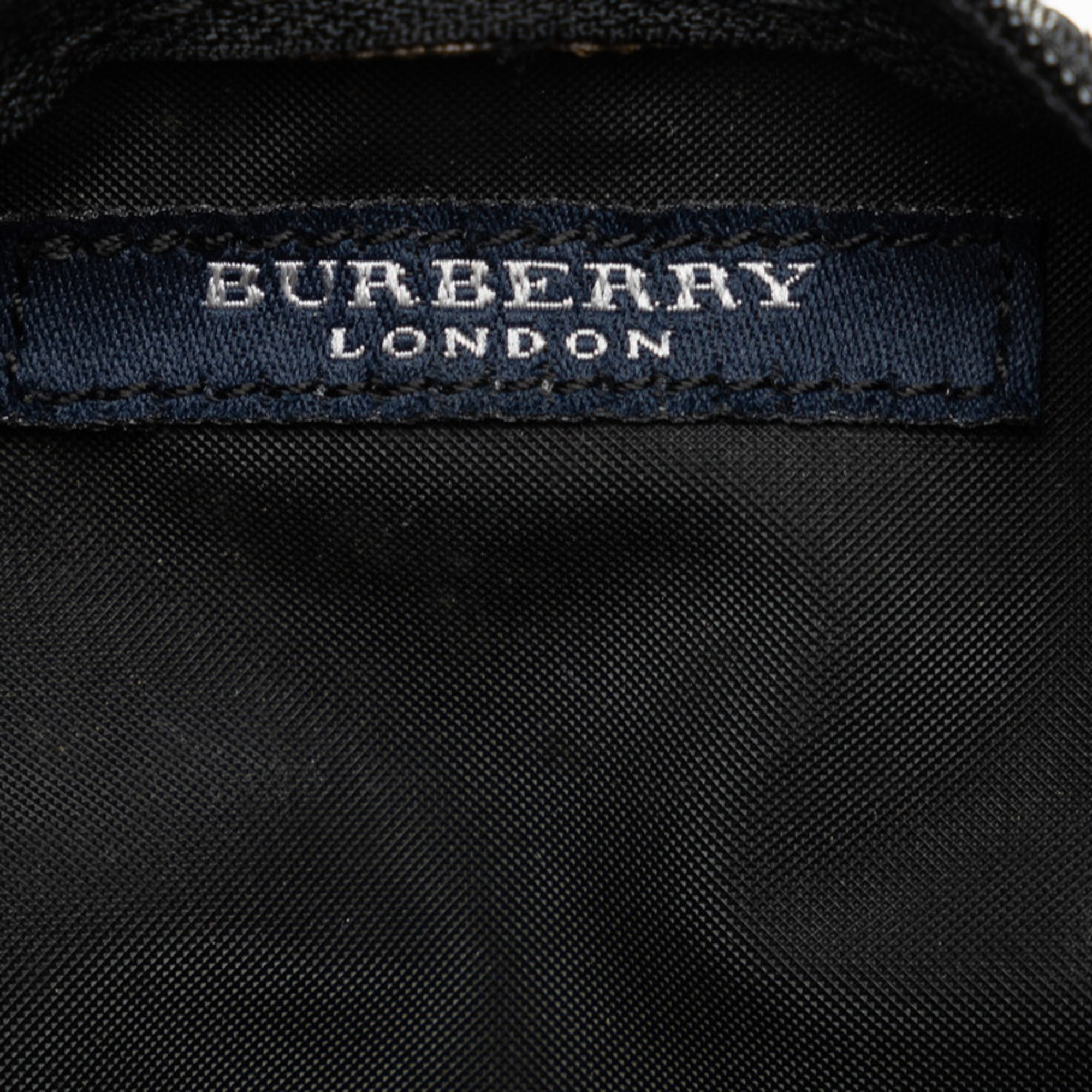 Burberry Nova Check Handbag Pouch Beige Black Nylon Leather Women's BURBERRY