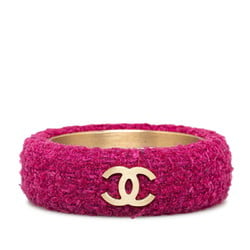 Chanel Coco Mark Bangle Purple Gold Tweed Plated Women's CHANEL