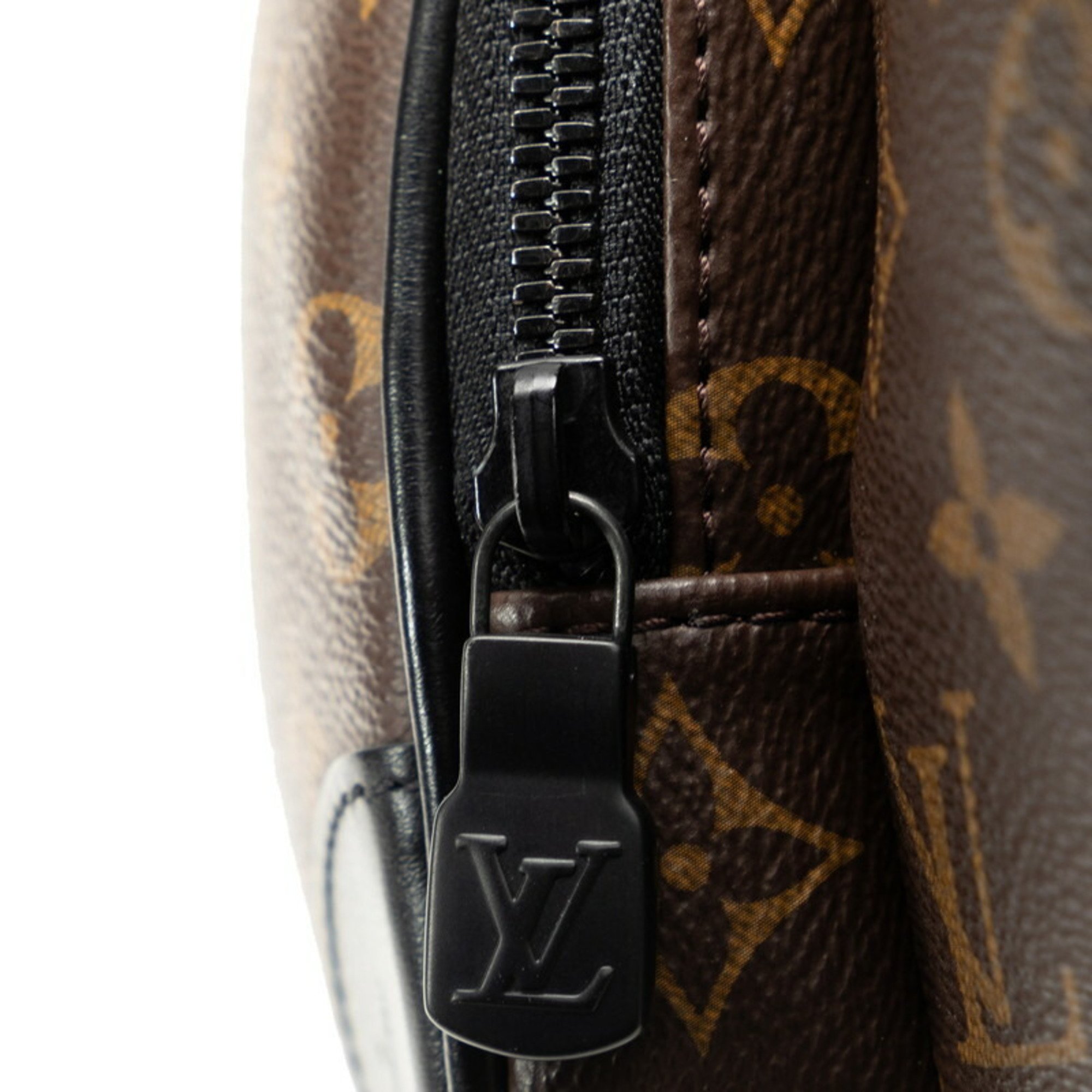 Louis Vuitton Monogram Macassar Christopher Bumbag Body Bag M45337 Brown Black PVC Leather Men's LOUIS VUITTON