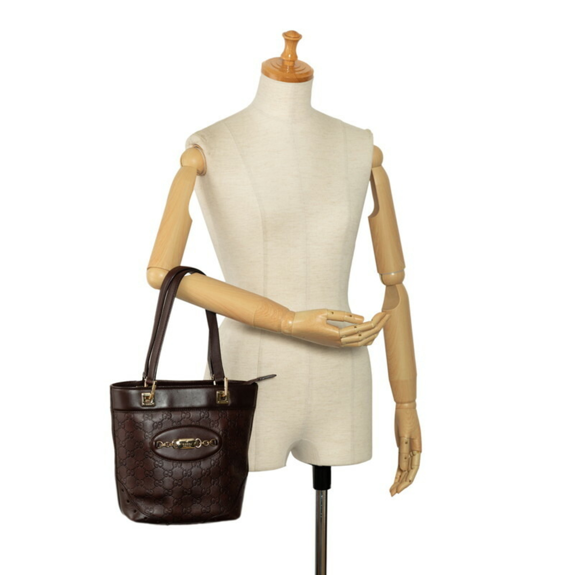Gucci Guccissima Horsebit Handbag Tote Bag 145994 Brown Gold Leather Women's GUCCI