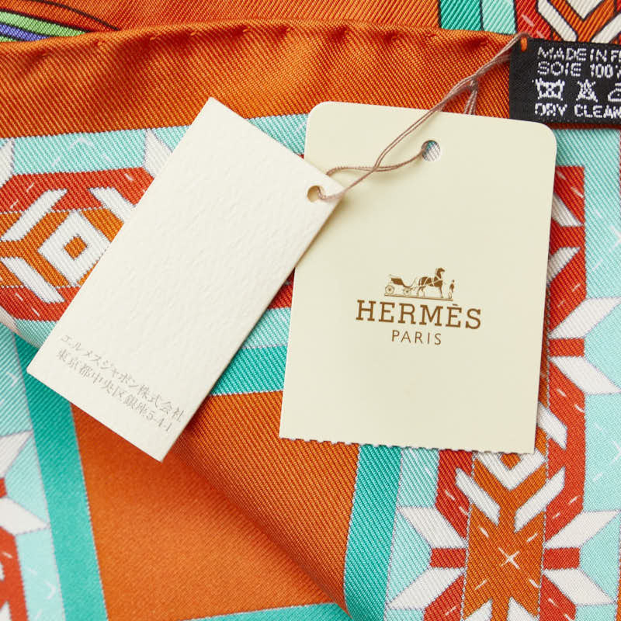 Hermes Carré 90 Belles du Mexique Beautiful Mexican Scarf Muffler Orange Multicolor Silk Women's HERMES