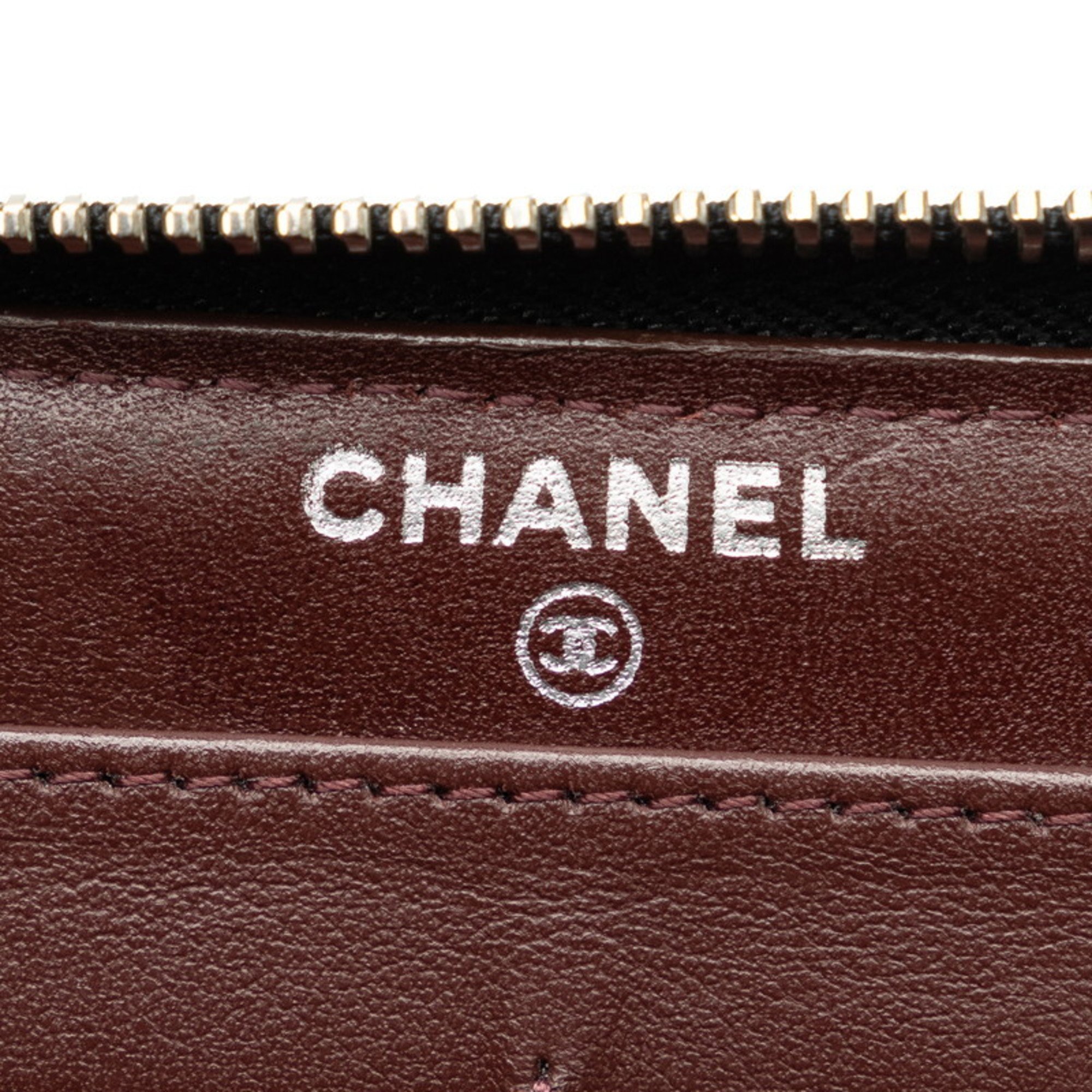 Chanel Matelasse Coco Mark Round Long Wallet Black Caviar Skin Women's CHANEL