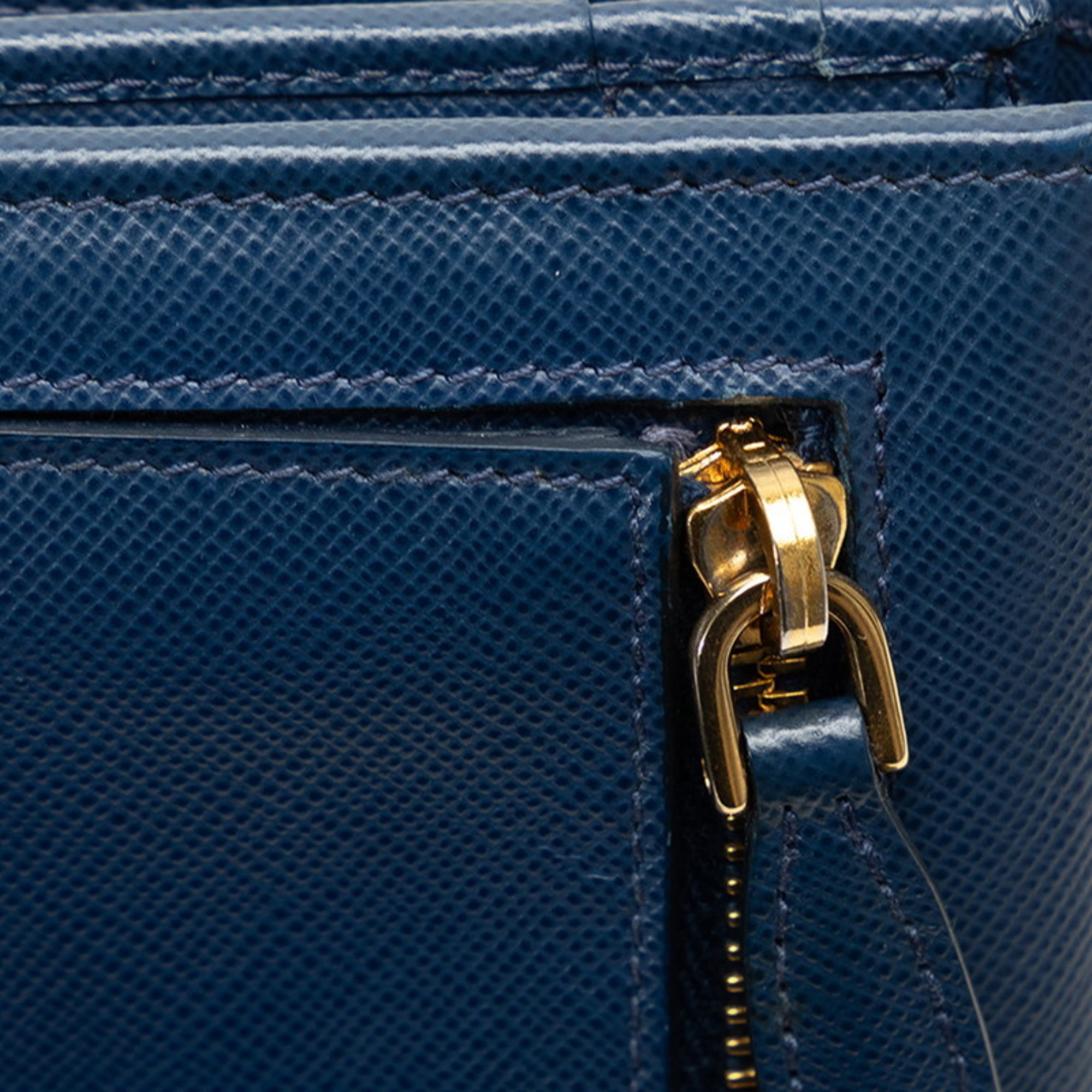 Prada Triangle Plate Saffiano Long Wallet 1M1132 Blue Leather Women's PRADA