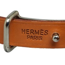 Hermes Api2 Bracelet Silver Brown Metal Leather Women's HERMES