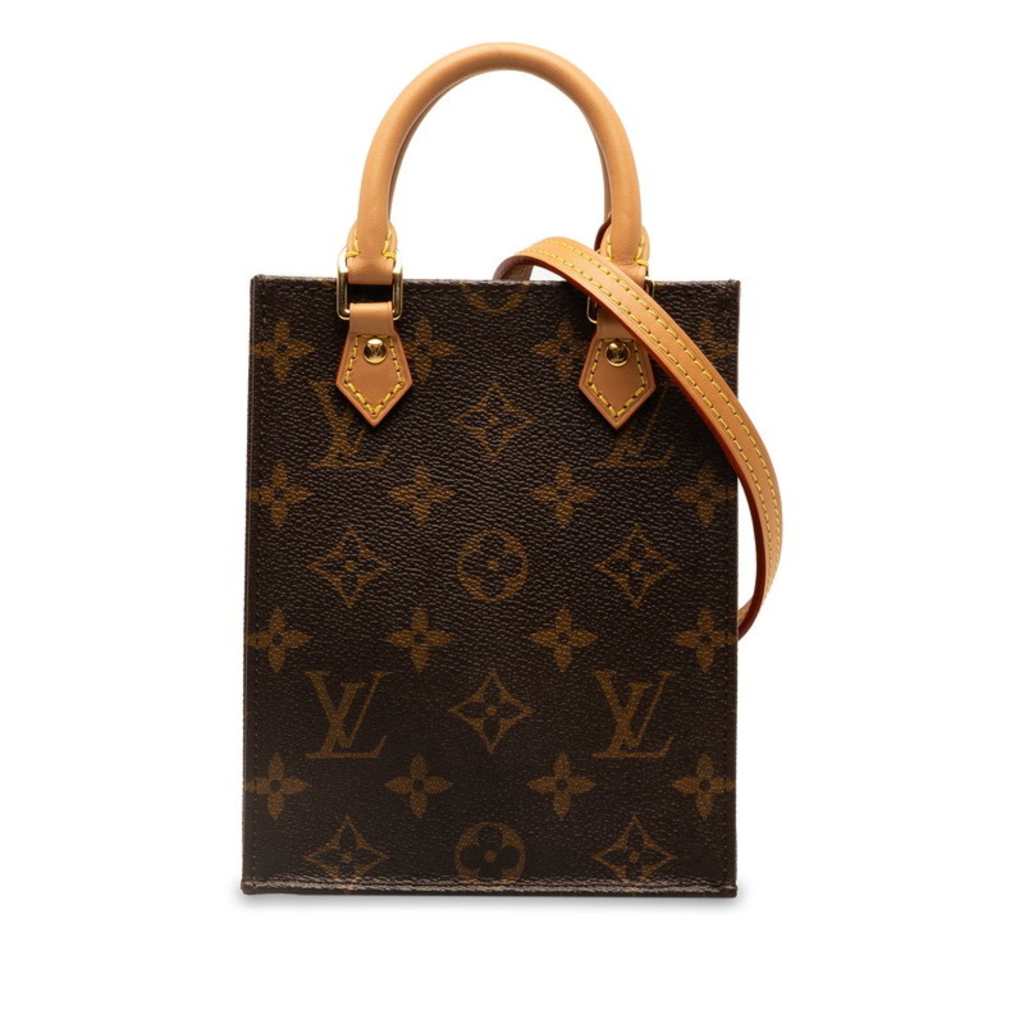 Louis Vuitton Monogram Petite Sac Plat Handbag Shoulder Bag M81295 Brown PVC Leather Women's LOUIS VUITTON