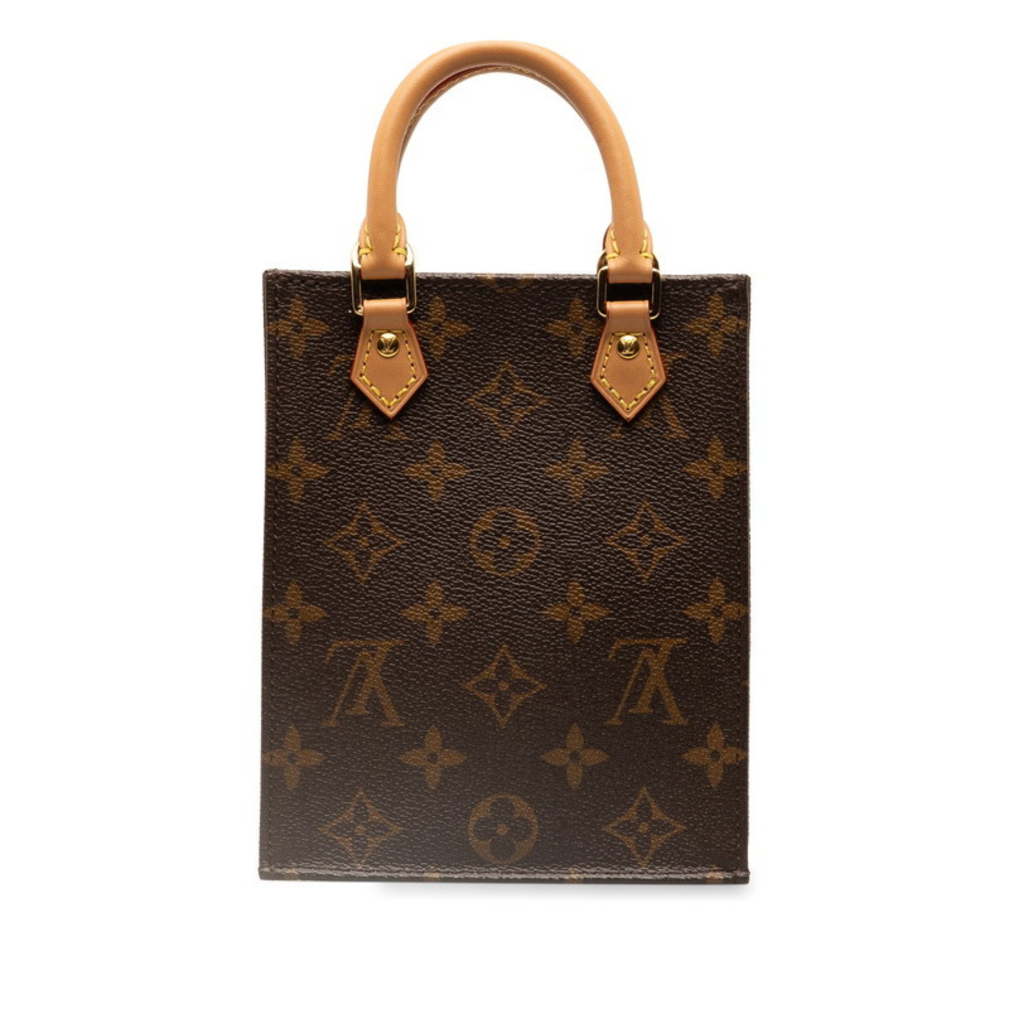 Louis Vuitton Monogram Petite Sac Plat Handbag Shoulder Bag M81295 Brown PVC Leather Women's LOUIS VUITTON