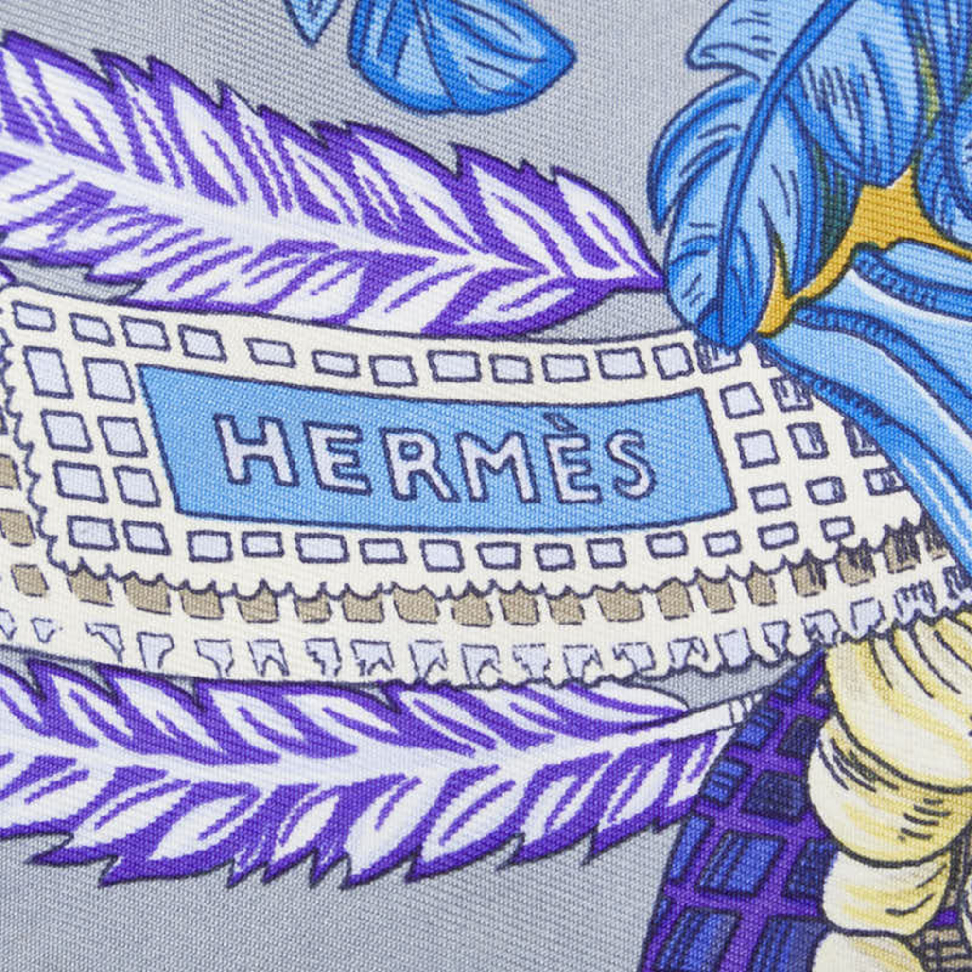 Hermes Carré 90 Chapeau! Hats off scarf muffler grey multicolor silk women's HERMES