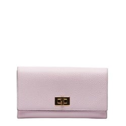 FENDI Peekaboo Long Wallet 8M0427 Pink Gold Leather Women's