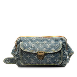 Louis Vuitton Monogram Denim Pouch Indigo Body Bag Waist M95347 Blue Leather Women's LOUIS VUITTON