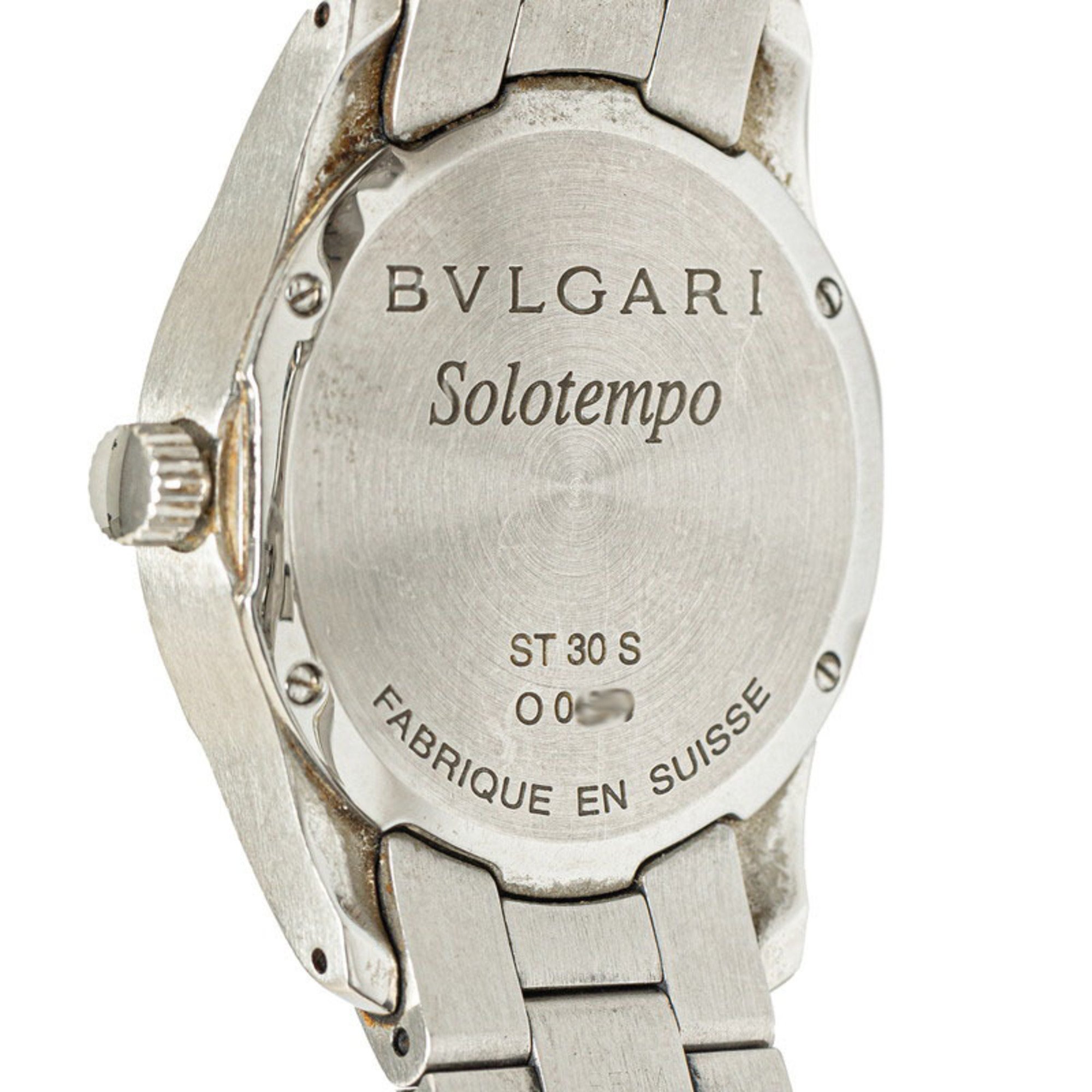 BVLGARI Solotempo Watch ST30S Quartz Black Dial Stainless Steel Women's