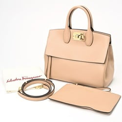 Salvatore Ferragamo FERRAGAMO Studio Bag Small 21H159 Smooth Leather Beige S-155569