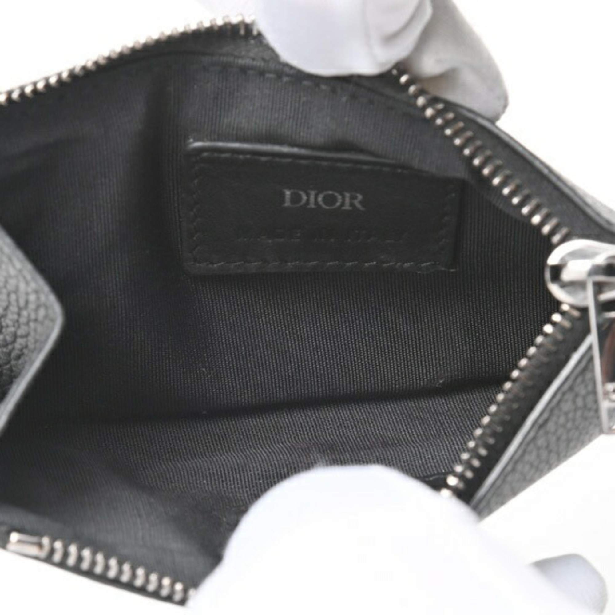 Christian Dior Dior DIOR Zip Card Holder Coin Case 2ESBC250CDI_H00N CD Icon Grained Calfskin Black S-155557