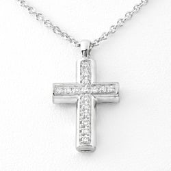 BVLGARI Latin Cross Pendant Necklace 750 (K18WG) Diamond