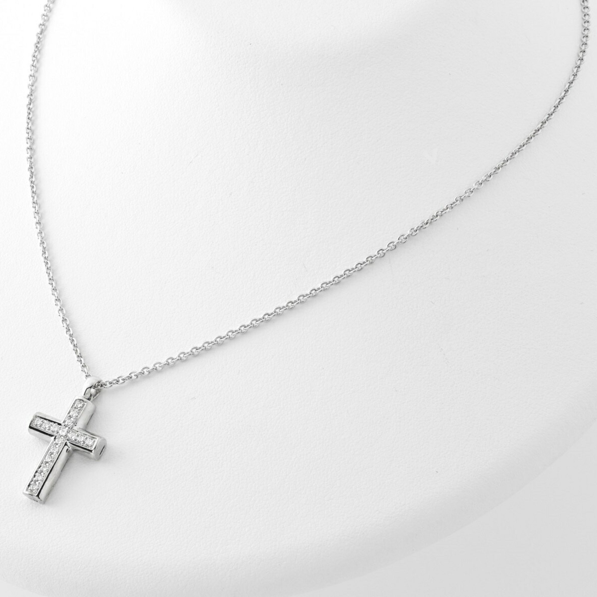 BVLGARI Latin Cross Pendant Necklace 750 (K18WG) Diamond