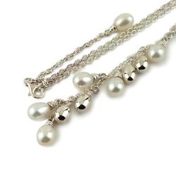 Folli Follie Synthetic Pearl Pendant Necklace Silver