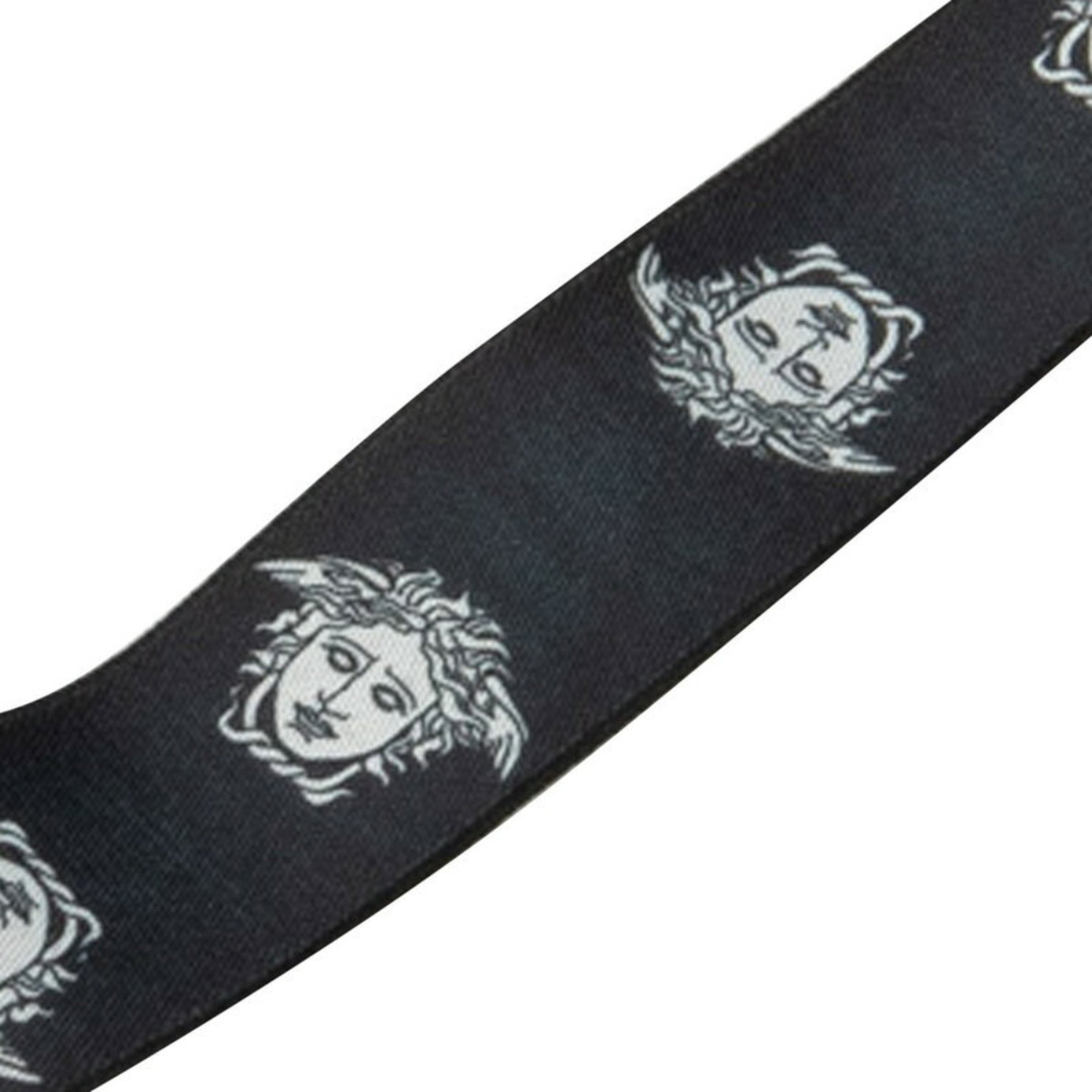 Versace Medusa motif suspenders, black, gold, silver, rubber, metal, plated, men's, VERSACE