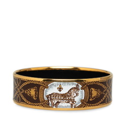 Hermes enamel GM cloisonné horse bangle bracelet gold white multicolor plated women's HERMES