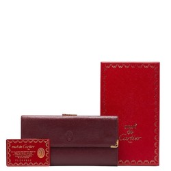 Cartier Must Line Bi-fold Wallet Long Bordeaux Wine Red Leather Women's CARTIER