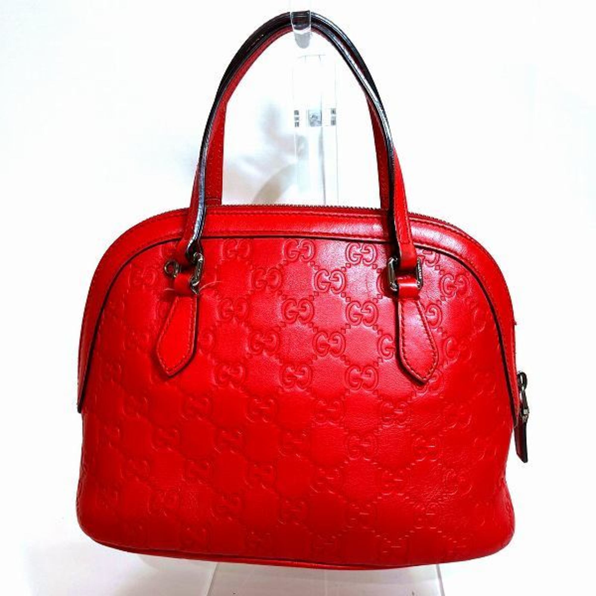 GUCCI Shima 341504 Red Leather Bag Handbag Shoulder Women's