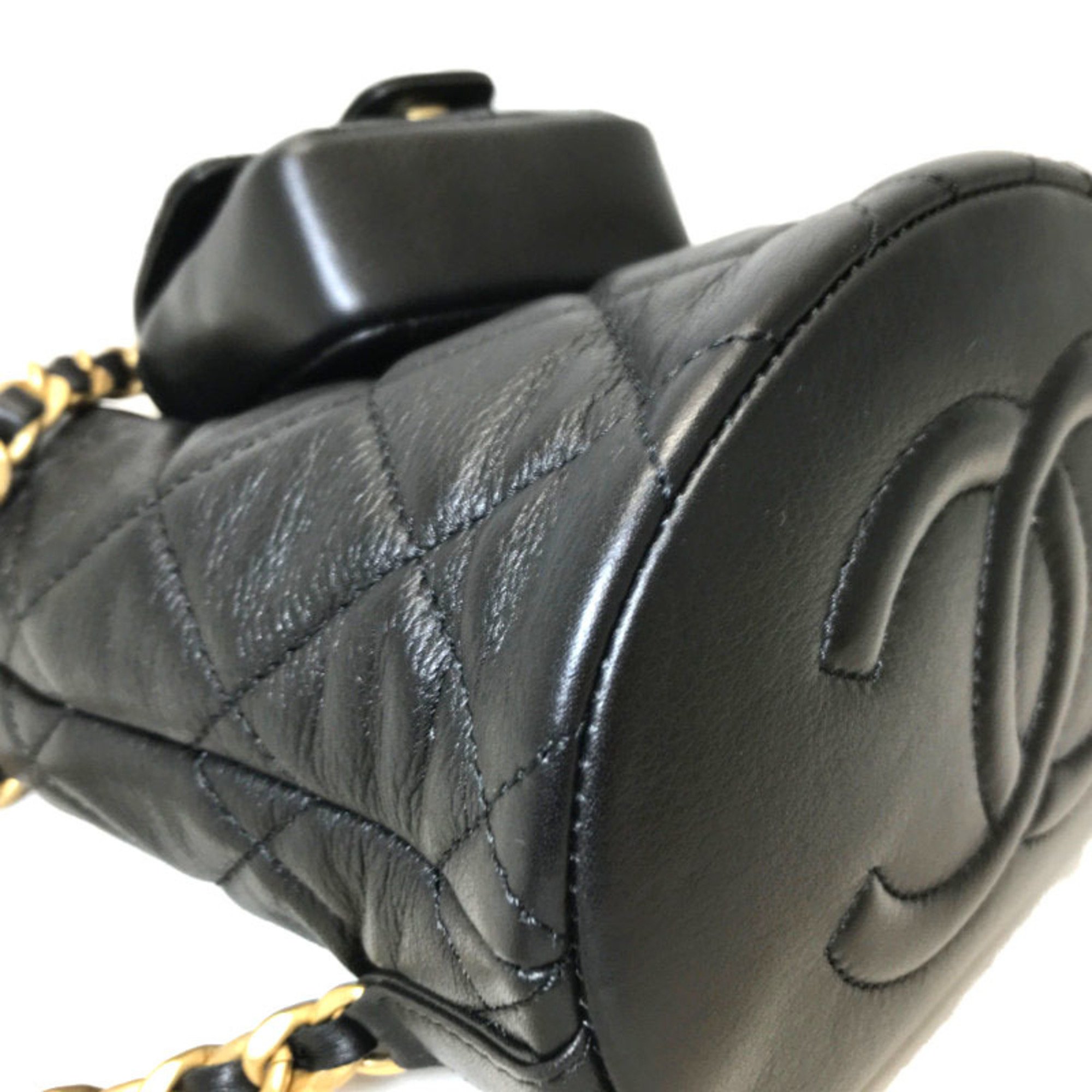 CHANEL Rucksack Backpack Small Matelasse Quilted Leather Black Women's AS3947
